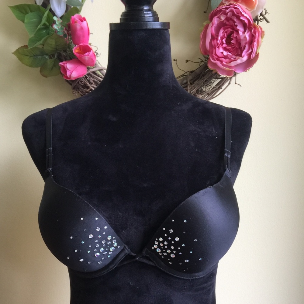 Victoria’s Secret black rhinestone Bombshell bra